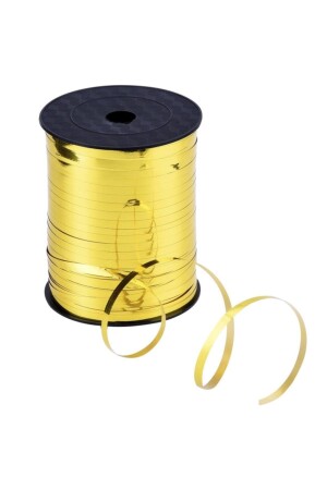 200 Meter glänzendes goldfarbenes Metallband Goldbast 8 mm Ballonschnur Kunststoff-Ballon-Dekorationsband HZRPARLAKRAFYA - 3
