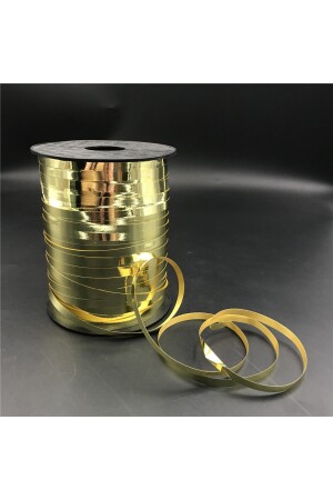 200 Metre Parlak Gold Renkli Metalik Şerit Altın Rafya 8mm Balon Ipi Plastik Balon Süsleme Kurdelesi HZRPARLAKRAFYA - 1
