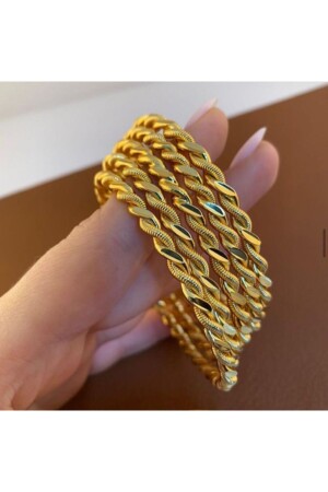 22 Ayar Altın Kaplama Kadın 2 Telli Burma Bilezik Modeli Adet Fiyatıdır - Barış Gold Altın Kaplama