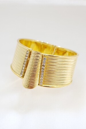 22 Ayar Altın Kaplama Trabzon Hasır 3cm Kelepçe Bileklik (büyük Beden L) - Bijoux Gold