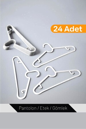 24 Adet - Beyaz Elbise- Fular- Gömlek- Tişört Askısı Kırılmaz Askı - Esti