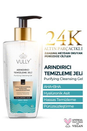 24k Altın Parçacıklı Arındırıcı Nemlendirici Gözenek Sıkılaştırıcı Yüz Temizleme Jeli 200 Ml Purifying Cleansing Gel - VULLY