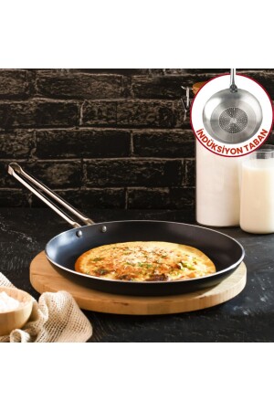 26 cm Chef Induktions-Crêpe-Pfanne – Horeca-Induktionsbasierte Crêpe-Omelette-Pfanne (Stahlstangengriff) - Evren