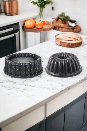 26 cm gegossene Granit-Kuchenform, geschnittene Kuchenform, schwarz, DİLİMGRI - Umut