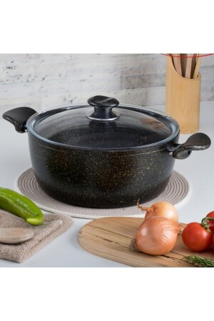 26 Cm Gold Stone Ezme Seri Derin Tencere 4-7 Lt- Non-stick Derin Tencere (BAKALİT KULPLU) - Evren