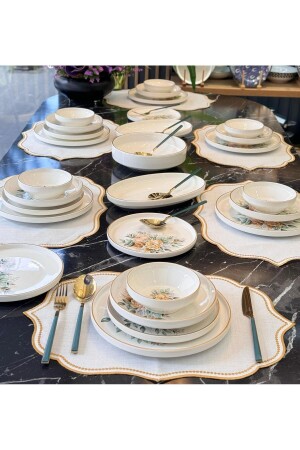 27 Parça İstanbul Green Flower Yemek Takımı - Onedekor