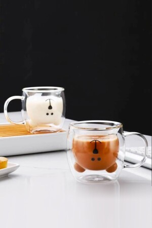 2er-Pack doppelwandiger Glasbecher im Teddybär-Design, 250 ml, doppelwandiger Glasbecher mit Henkel, 2 Stück SPT151KPA - Snippy