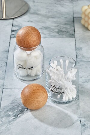 2er-Pack Glaskugelkappe Ohrenschmalz und Watte 300 ml - Fbzhome