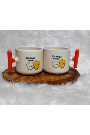2er-Set Tasse mit doppelseitiger Aufschrift „My Wife My Wife My Husband My Husband“ (ORANGER GRIFF) - Gamefruy