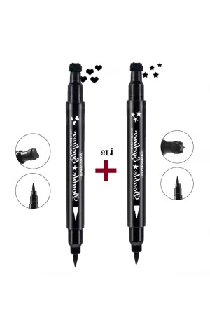 2li Çift Taraflı Yıldız Ve Kalp Desenli Kalem Eyeliner Seti - Rowenarose