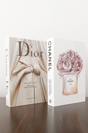 2'li Dekoratif Kitap Görünümlü Kutu Dior Gelinlik & Chanel Parfum Temalı - Baycazip