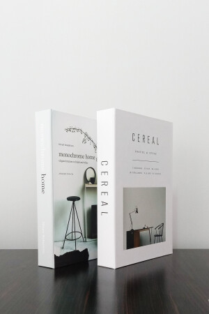 2'li Dekoratif Kitap Görünümlü Kutu Monochrome Home & Cereal Beyaz Temalı bay2li2277 - 1