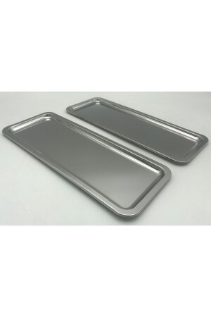 2'li Paslanmaz Çelik Kahvaltı, Çay Ve Kahve Servis Sunum Tepsi, Çok Amaçlı Dekoratif Altlık Tepsi ikibaton001 - Fiyakalı Ürünler Atölyesi