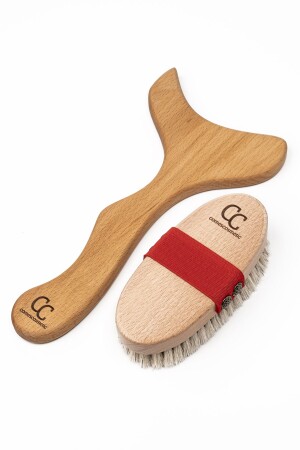 2'li Set Doğal At Kılı Selülit Fırçası & Masaj Tahtası (Klasik Model) - Comesbeauty