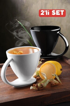 2'li Set Özel Tasarım Kendinden Altlıklı Kahve, Bitki Çayı Vb. Kupa Fincan Takımı Syh-byz NDY-STR-2734 - 1