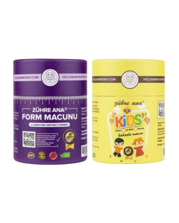 2'li Set Zühre Ana Kids Çocuklar için Özel - Arı Sütü- Pekmez- Bal Ve Vitamin Katkılı Kakaolu Macun&Zühre Ana L-carnitine Destekli Form Macunu - Zühre Ana