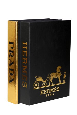 2'li Siyah Gold Prada-hermes Dekoratif Kitap Kutu iray03 - 1
