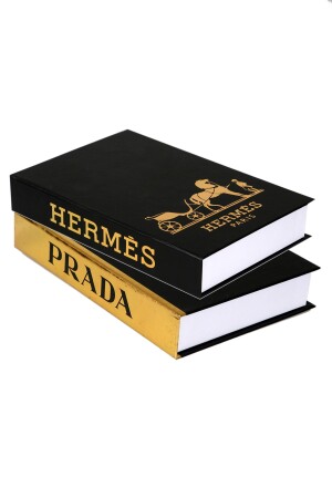 2'li Siyah Gold Prada-hermes Dekoratif Kitap Kutu iray03 - 2