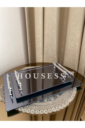 2'li Söz Nişan Kına Tepsisi Füme Dekoratif Dikdörtgen Sunum Tepsisi TYC00787217692 - Housess