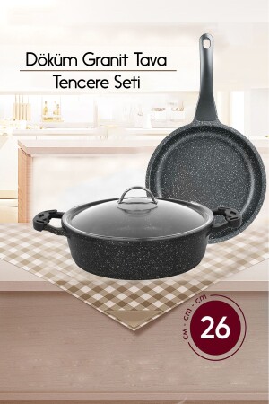 2'li Tencere Tava Seti 26 Cm Granit Yanmaz Yapışmaz Pilav Tenceresi 26 Cm Granit Tava Seti 2LiSET - FİTHOME