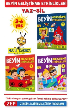 3-6 Yaş Beyin Geliştirme Etkinlikleri Yaz-sil Kitaplar - Yükselen Zeka Yayınları