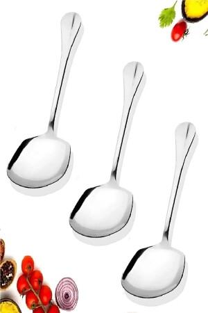 3 Adet Paslanmaz Çelik Servis Kaşığı 21cm - Voltmar