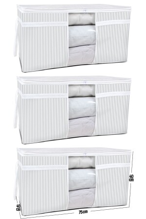 3 Adet - Pencereli Yastık Yorgan Hurcu 75 X 40 X 40 cm - Esti