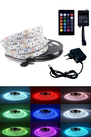 3 Çipli Rgb Şerit Led Tak Çalıştır Animasyonlu 5 Metre 5050 Smd - Sanctum