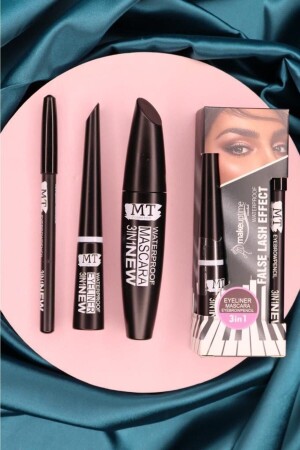 3 In 1 Suya Dayanıklı Maskara & Kalem & Eyeliner Seti - Makeuptime