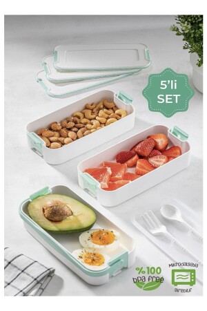 3 Katlı Taşınabilir Yemek Kabı – Lunch Box Diyet Beslenme Saklama Kabı Çatal Kaşıklı KAT-KAT1 - 1
