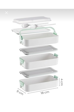 3 Katlı Taşınabilir Yemek Kabı – Lunch Box Diyet Beslenme Saklama Kabı Çatal Kaşıklı KAT-KAT1 - 4