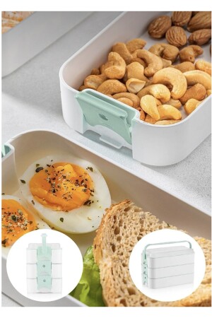 3 Katlı Taşınabilir Yemek Kabı – Lunch Box Diyet Beslenme Saklama Kabı Çatal Kaşıklı KAT-KAT1 - 5
