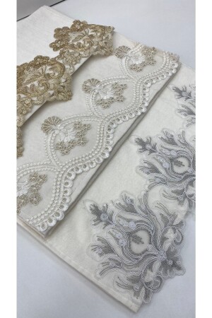 3 Lü Fransız Güpürlü Çeyizlik 50x90 Kadife El ve Yüz Havlusu - Ayhanhome