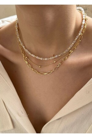 3-Lü kadın Kombin küp kristal kolye - Takıtarzım