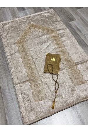 3 Parça Fransız Güpür İşlemeli Kadife Çeyizlik Gelin Seti Seccadesi 3*Seccade*GPR - AYHANHOME