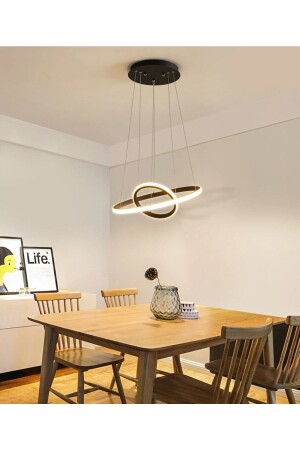 3 Renkli Ledli Modern Akıllı Avize - 2 'li Çember Sarkıt Avize - 40-20 Cm - Antrasit Kasa 2'li Çember Küçük - Pera