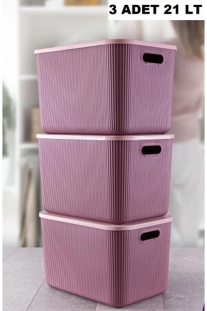 3 Stück 21 Lt Aufbewahrung Lila Schrank Organizer Spielzeug und Wäschekorb Kleidung Aufbewahrungsbox BAYEV-21LTMORSTORAGE3PCS - Bayev