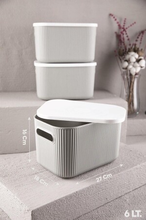 3 Stück Aufbewahrung 6lt Grau Organizer Aufbewahrungsbox Spielzeug Hobby Dekobox mit Deckel BAYEV-DZNLYC1 - Bayev