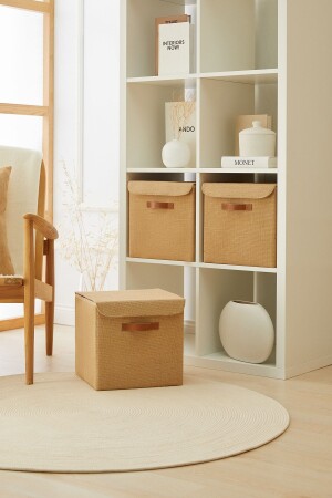 3 Stück mit Jute überzogener Schrank, Wäschespielzeug-Organizer, zusammenklappbarer Aufbewahrungsbox-Organizer, 30 x 30 x 30 cm. D127. SBXA. SET06. R07 - Ocean Home Textile