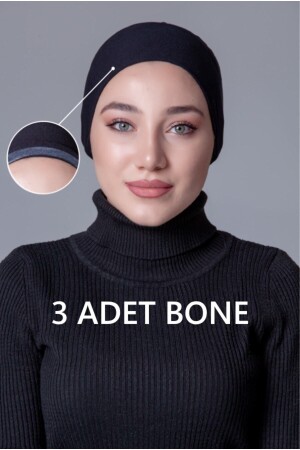 3 Stück schwarze rutschfeste Lycra-Haube 3x0304-01 - nanak