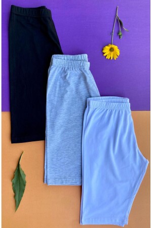 3-teilige Damenstrumpfhose aus halbgekämmter Baumwolle in den Farben Schwarz-Weiß und Grau - Victroy