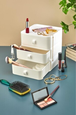 3-teilige Schmuck-, Make-up- und Kosmetik-Organizer-Schublade, Büro-Schreibtisch-Organizer, Weiß TKY-OM-3700BYZ-3L - The Anabel