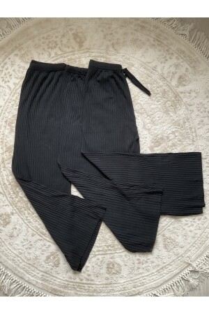 3-teilige schwarze Damen-Cordhose und Trainingsanzug, Freizeit-Pyjama für Zuhause K0109-001 - 2