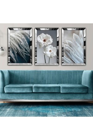 3-teiliger Collagen-Zeichentisch mit Plexiglaskante in Silber - Zevahir Mobilya Dekorasyon