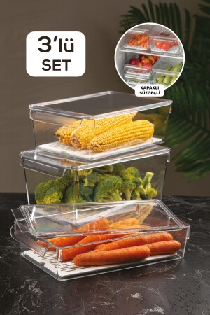 3-teiliger Kühlschrank-Organizer mit Filter und Abdeckung im Kühlschrank-Organizer Slim Maxi Mega MCH-569 - Meleni Home