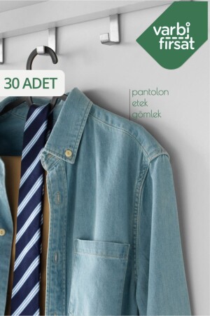 30 Adet Elbise Pantolon Gömlek Askı VARASK03 - 4