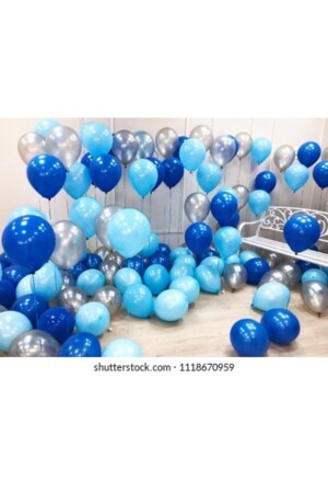30 dunkelblau-blau-silberne Metallic-Luftballons - Kar Tanesi