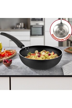 32 cm Maestro Induktions-Wok-Pfanne – Horeca-Wok-Pfanne auf Induktionsbasis (Bakelit-Griff) - Evren