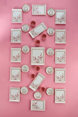 33 Parça 12 Kişilik Sakura Çiçek Desen Kahvaltı Takımı - Erbaşlar