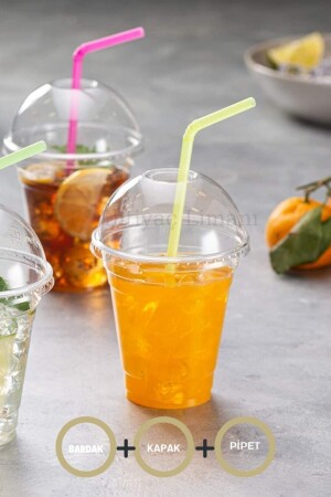 350 cc Kalın Milkshake Soğuk Kahve Bardağı-Kapak-Bardak-Pipet 10lu Bardak Seti - İhtiyaç Limanı